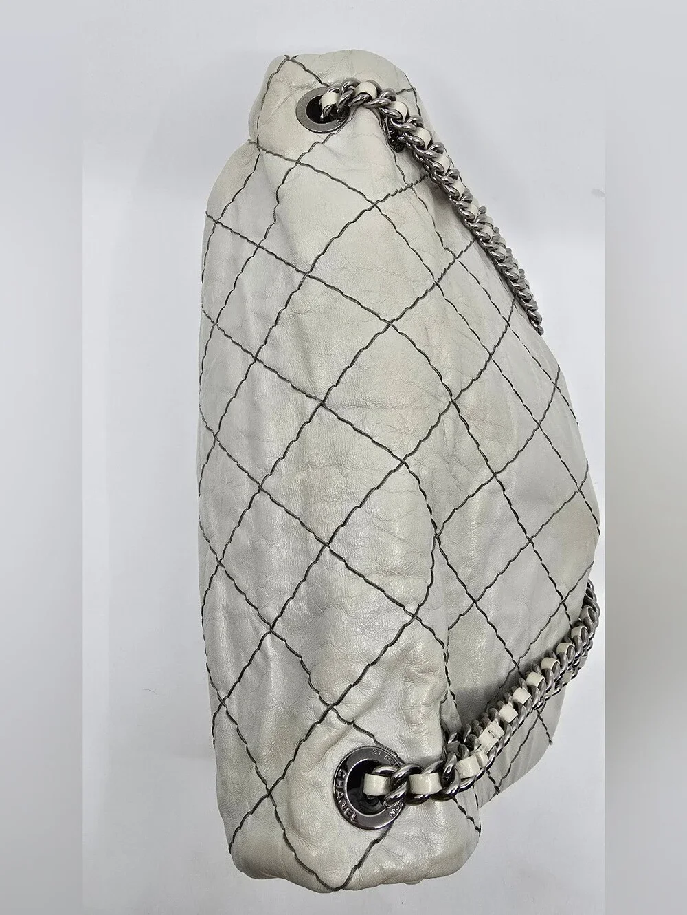 Chanel (2010) Glazed Goatskin Double Stitch Flap Maxi Bag